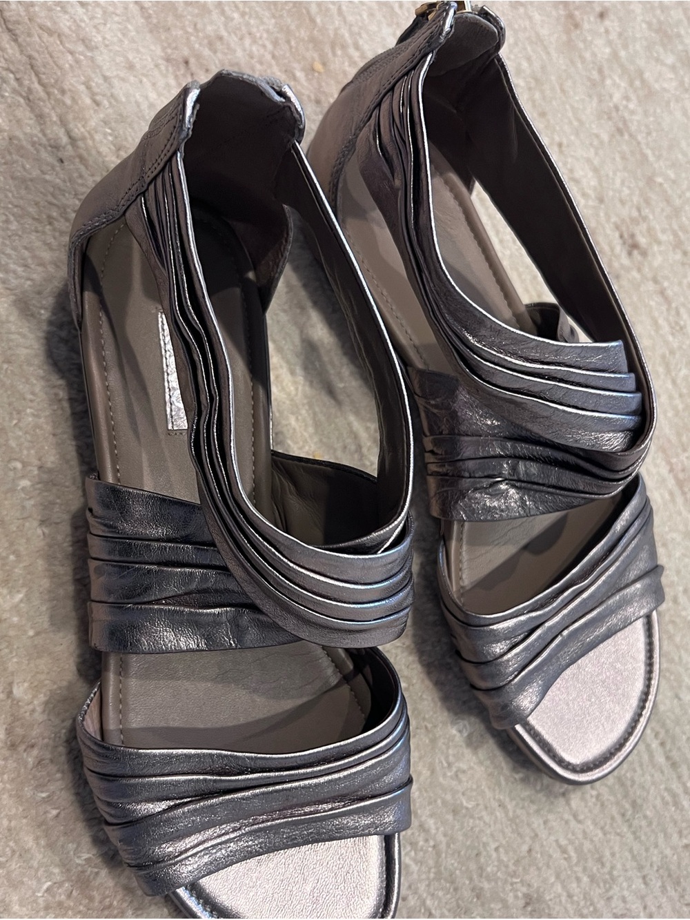 Ecco Metallic Silver Strappy Sandals